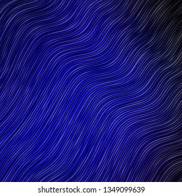 Dark BLUE vector pattern with curved lines. Illustration in halftone style with gradient curves. Pattern for websites, landing pages.