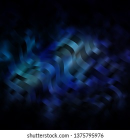 Dark BLUE vector pattern with curved lines. Bright sample with colorful bent lines, shapes. Pattern for commercials, ads.