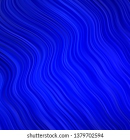 Dark BLUE vector pattern with curved lines. Abstract gradient illustration with wry lines. Pattern for websites, landing pages.