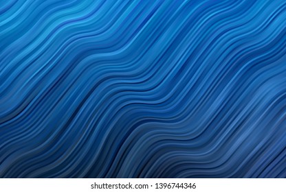 Dark BLUE vector pattern with curved circles. Shining illustration, which consist of blurred lines, circles. Pattern for your business design.