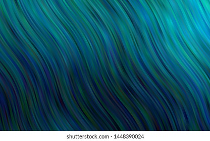 Dark BLUE vector pattern with curved circles. Geometric illustration in marble style with gradient.  A completely new marble design for your business.