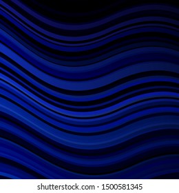 Dark BLUE vector pattern with curved lines. Colorful illustration with curved lines. Pattern for websites, landing pages.