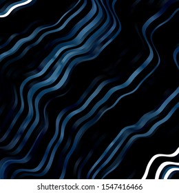 Dark BLUE vector pattern with curved lines. Colorful geometric sample with gradient curves.  Pattern for websites, landing pages.