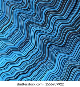 Dark BLUE vector pattern with curved lines. Bright illustration with gradient circular arcs. Pattern for booklets, leaflets.