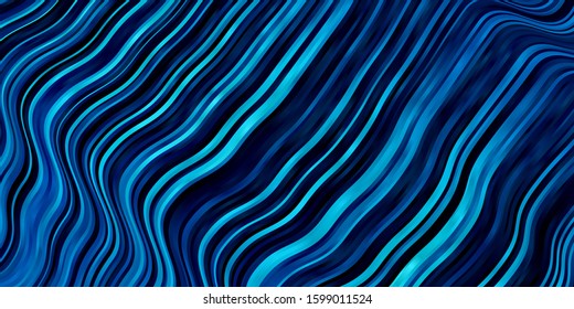 Dark BLUE vector pattern with curved lines. Bright illustration with gradient circular arcs. Best design for your posters, banners.
