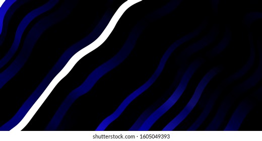 Dark BLUE vector pattern with curved lines. Abstract illustration with gradient bows. Pattern for ads, commercials.