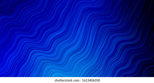 Dark BLUE vector pattern with curved lines. Colorful illustration in circular style with lines. Pattern for business booklets, leaflets