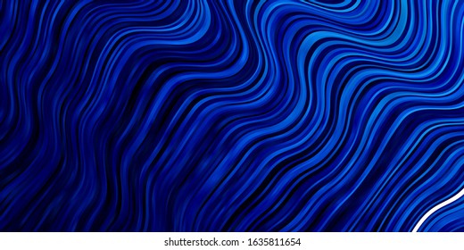 Dark BLUE vector pattern with curved lines. Abstract gradient illustration with wry lines. Best design for your ad, poster, banner.
