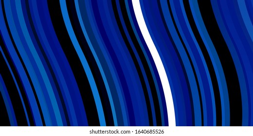 Dark BLUE vector pattern with curved lines. Gradient illustration in simple style with bows. Design for your business promotion.