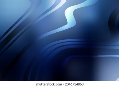 Patrón vector azul oscuro con líneas curvas. Ilustración colorida brillante en un estilo de curva simple. Plantilla sencilla para su diseño.