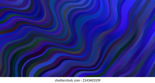 Dark BLUE vector pattern with curved lines. Colorful illustration with curved lines. Pattern for busines booklets, leaflets