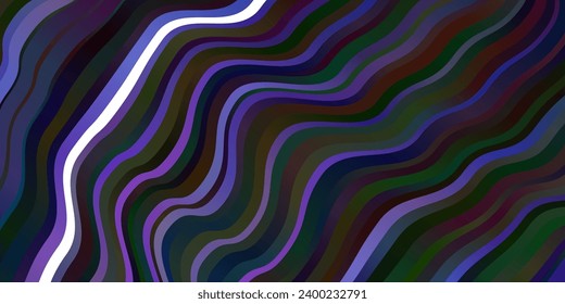 Dark BLUE vector pattern with curved lines. Abstract illustration with gradient bows. Template for your UI design.