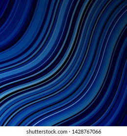 Dark BLUE vector pattern with curves. Bright sample with colorful bent lines, shapes. Pattern for websites, landing pages.