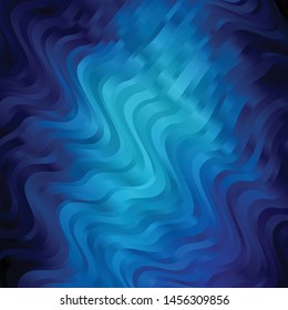 Dark BLUE vector pattern with curves. Abstract illustration with bandy gradient lines. Pattern for commercials, ads.