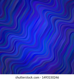 Dark BLUE vector pattern with curves. Colorful geometric sample with gradient curves.  Pattern for websites, landing pages.