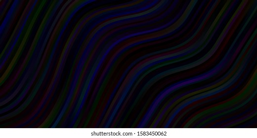 Dark BLUE vector pattern with curves. Illustration in abstract style with gradient curved.  Best design for your ad, poster, banner.