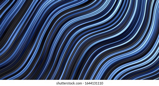Dark BLUE vector pattern with curves. Bright sample with colorful bent lines, shapes. Design for your business promotion.