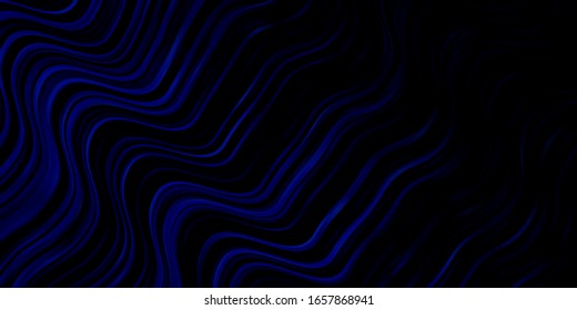 Dark BLUE vector pattern with curves. Brand new colorful illustration with bent lines. Template for your UI design.