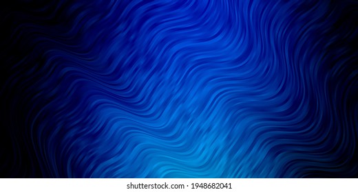 Dark BLUE vector pattern with curves. Brand new colorful illustration with bent lines. Template for cellphones.