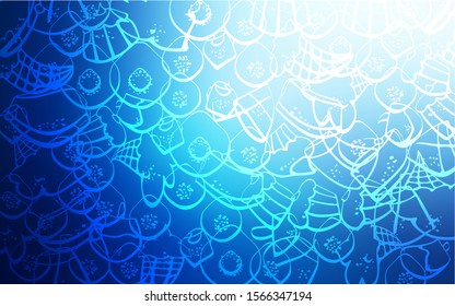 Dark BLUE vector pattern with delicious cookies. Beautiful colored illustration with candies in doodle style. Doodle design for your business advert of cafes.