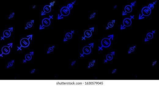 Dark BLUE vector pattern with feminism elements. Abstract illustration with a depiction of women's power. Elegant design for wallpapers.