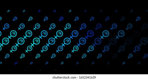 Dark BLUE vector pattern with feminism elements. Illustration with signs of women's strength and power. Best design to show the power of women.