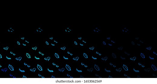 Dark BLUE vector pattern with feminism elements. Abstract illustration with a depiction of women's power. Design for International Women’s Day.