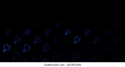 Dark BLUE vector pattern with feminism elements. Colorful feminism symbols with a gradient in modern style. Best design to show the power of women.