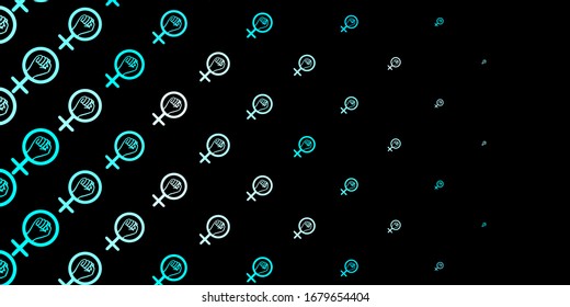 Dark BLUE vector pattern with feminism elements. Colorful illustration with gradient feminism shapes. Best design to show the power of women.