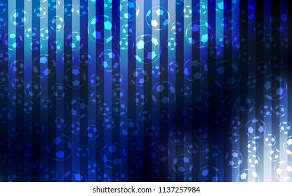 Dark BLUE vector pattern with football balls. Decorative design of football balls on a gradient backdrop. Smart design for ads of soccer matches.
