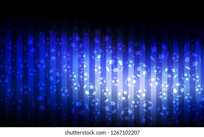Dark BLUE vector pattern with football balls. Colored illustration with balls on a gradiental backdrop. Template for ads of soccer cup.