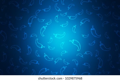 Dark BLUE vector pattern with fresh peppers. Illustration with set of fresh peppers in doodle style. Pattern for ads of breakfast, lunch, dinner.