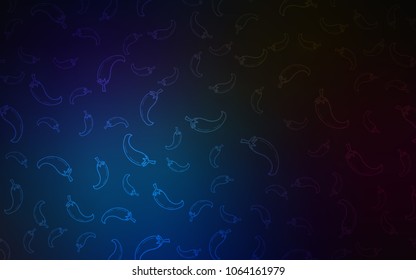 Dark BLUE vector pattern with fresh peppers. Beautiful colored illustration with peppers in doodle style. Pattern for ads of breakfast, lunch, dinner.