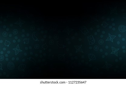 Dark BLUE vector pattern with fresh ingredients. Decorative shining illustration with food on abstract template. Pattern for ad, booklets, leaflets of restaurants.