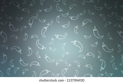 Dark BLUE vector pattern with fresh peppers. Glitter abstract sketch with hot peppers. Design for ad, poster, banner of cafes or restaurants.