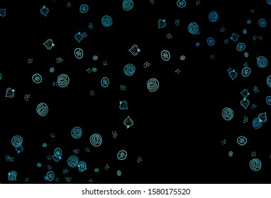 Dark BLUE vector pattern with fresh ingredients. Illustration with set of fresh food in doodle style. Pattern for menu of cafes, bars, restaurants.