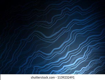 Dark BLUE vector pattern with lava shapes. Glitter abstract illustration with wry lines. Pattern for your business design.