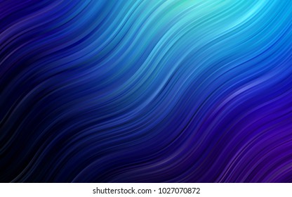 Dark BLUE vector pattern with lines, ovals. Colorful illustration in abstract marble style with gradient. Textured wave pattern for backgrounds.