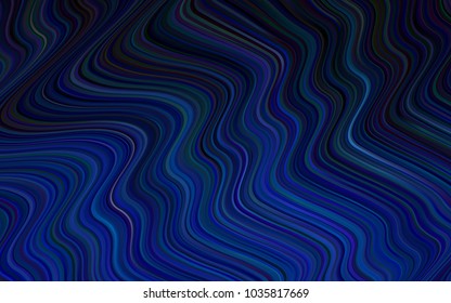 Dark BLUE vector pattern with lines, ovals. Creative geometric illustration in marble style with gradient. Brand-new design for your ads, poster, banner.