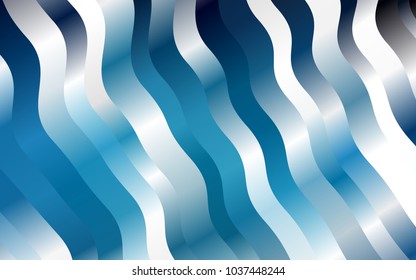 Dark BLUE vector pattern with lines, ovals. Geometric illustration in marble style with gradient.  Textured wave pattern for backgrounds.