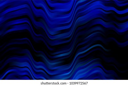 Dark BLUE vector pattern with lines, ovals. Glitter abstract illustration with wry lines. The best blurred design for your business.