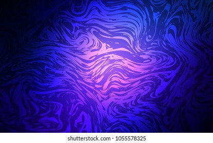 Dark BLUE vector pattern with lines, ovals. Glitter abstract illustration with wry lines. A new texture for your  ad, booklets, leaflets.