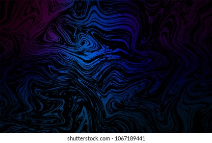 Dark BLUE vector pattern with lines, ovals. Shining crooked illustration in marble style. A completely new memphis design for your business.