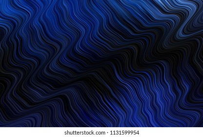 Dark BLUE vector pattern with lines, ovals. Glitter abstract illustration with wry lines. The template for cell phone backgrounds.