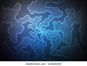 Dark BLUE vector pattern with lines, ovals. Creative illustration in halftone marble style with gradient. A new texture for your  ad, booklets, leaflets.