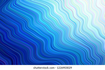 Dark BLUE vector pattern with lines, ovals. Blurred geometric sample with gradient bubbles.  New composition for your brand book.