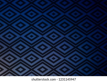 Dark BLUE vector pattern with lines, rectangles. Glitter abstract illustration with colorful lines, rhombuses. Best design for your ad, poster, banner.