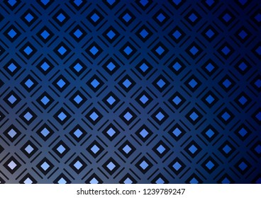 Dark BLUE vector pattern with lines, rectangles. Modern geometric abstract illustration with lines, squares. Pattern for ads, posters, banners.