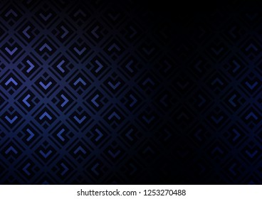 Dark BLUE vector pattern with lines, rectangles. Colorful decorative design in simple style with lines, rhombuses. Pattern for business booklets, leaflets.
