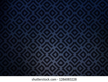 Dark BLUE vector pattern with lines, rectangles. Glitter abstract illustration with colorful lines, rhombuses. Best design for your ad, poster, banner.